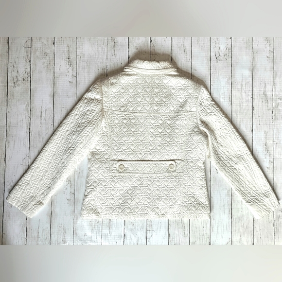 RARE Vintage 80's Weather Tamer Cream/Ivory Collar Zip up Quilted Jacket Belted - Picture 8 of 16